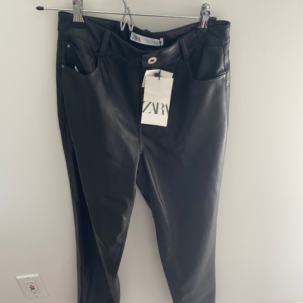 NWT Zara Faux Leather Mom Fit Jeans